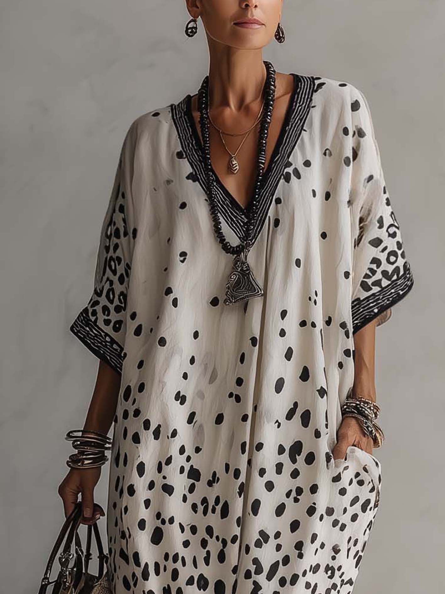 24-Hour-Shipping Light Gray Gradient Leopard Print Chiffon Maxi Dress