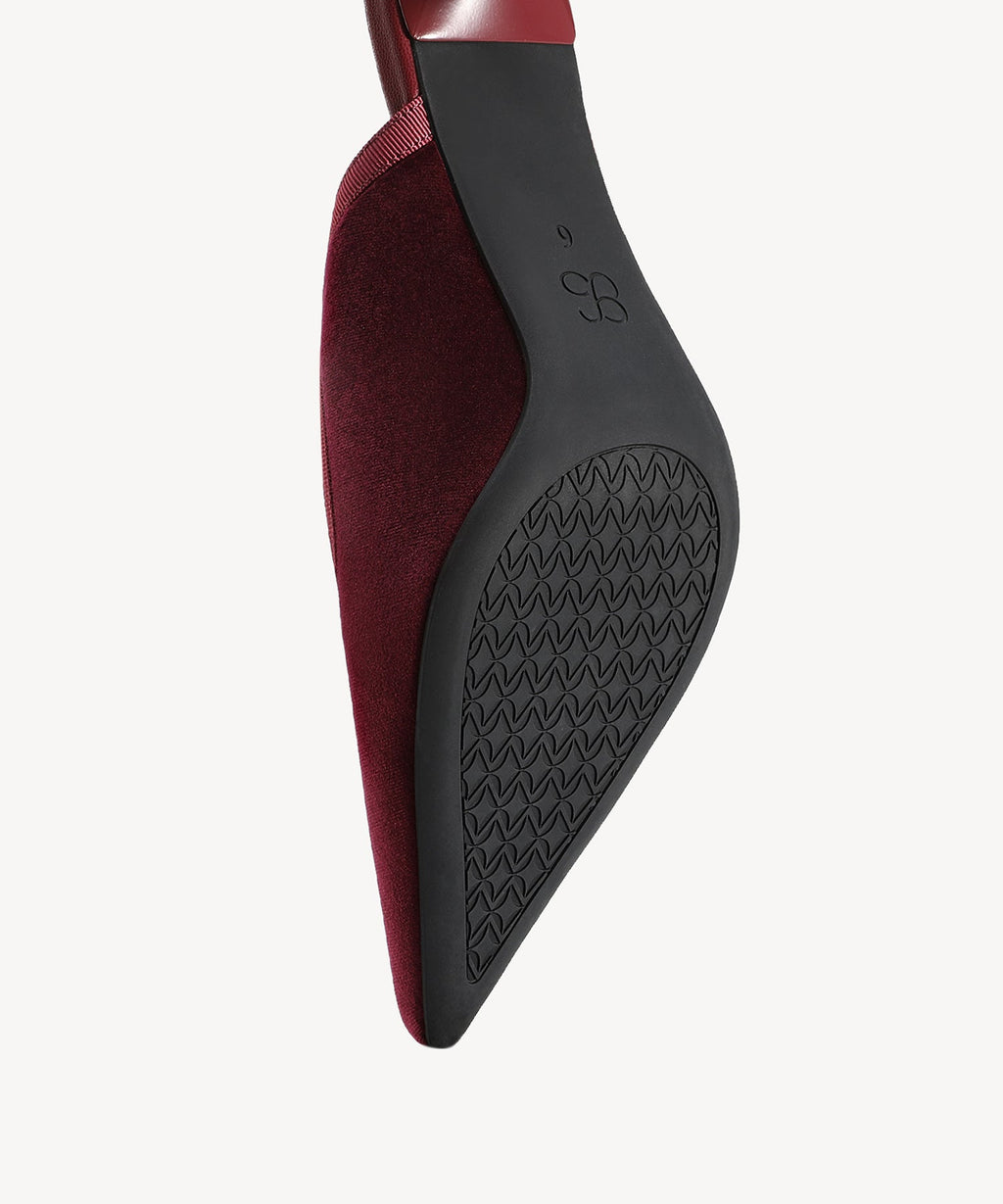 GraceLithe Velvet Bow Pointed Toe Heeled Mule