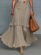 24-Hour-Shipping Oatmeal Comfortable Sleeveless Chiffon Maxi Dress Accessories Not Included
