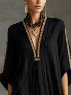 Black Deep V-Neck Mini Dress