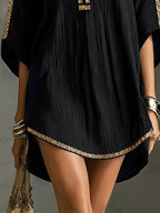 Black Deep V-Neck Mini Dress