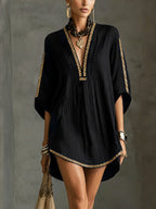 Black Deep V-Neck Mini Dress