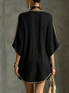Black Deep V-Neck Mini Dress