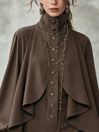 Cocoa Pleated Button Mini Dress