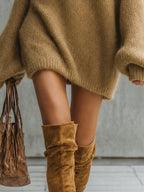 Yellow Off Shoulder Beaded Knit Mini Dress
