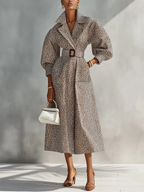 Brown Leopard Print Belted Maxi Dress