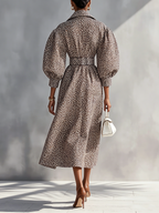 Brown Leopard Print Belted Maxi Dress