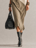 Green Color Block Oversized Knit Maxi Dress