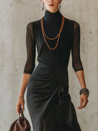 Black Stretch Paneled Maxi Dress