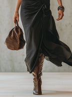 Black Stretch Paneled Maxi Dress