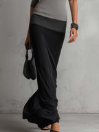 Black And Gray Color Block Bodycon Maxi Dress