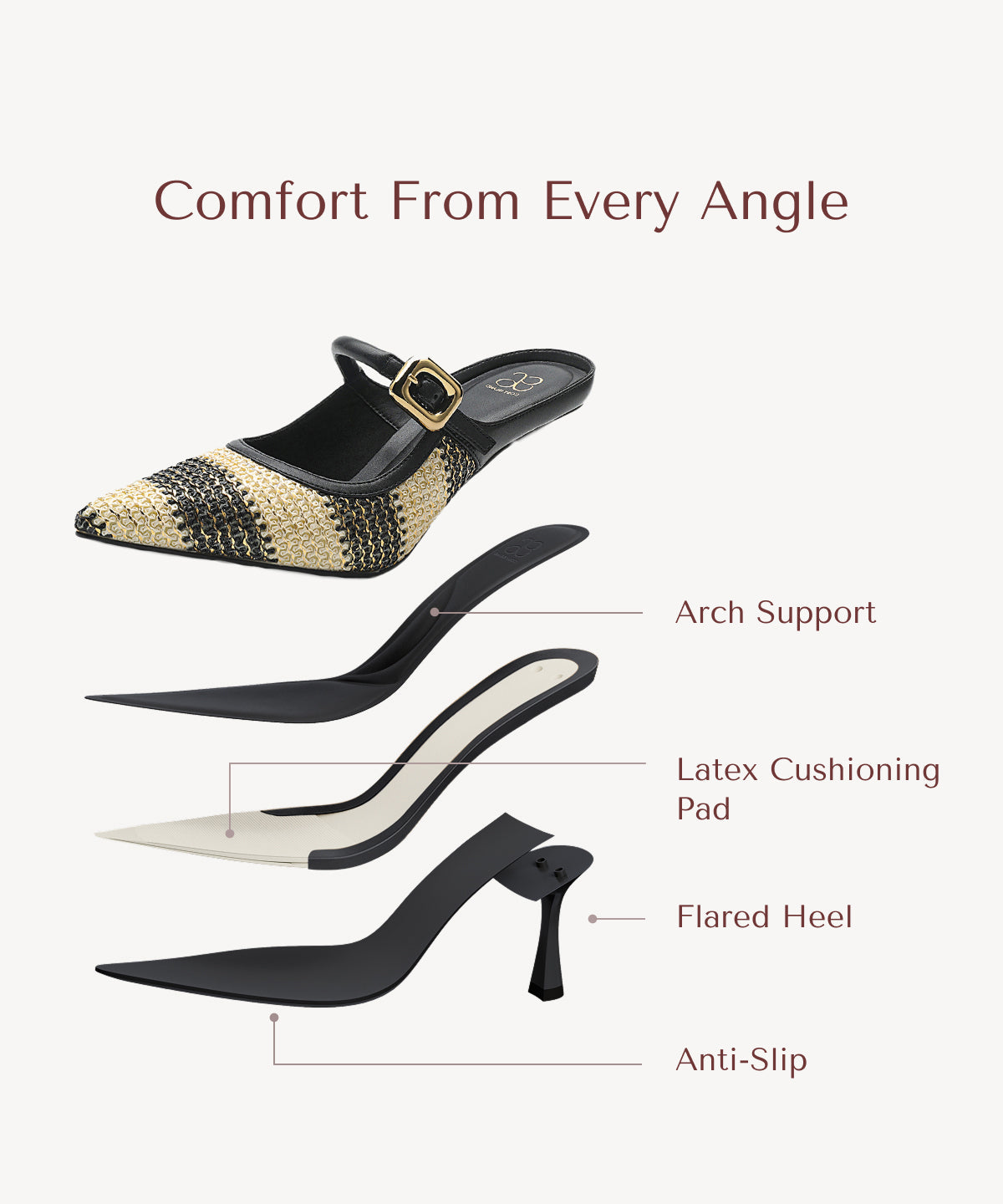 GraceLithe Pointed Toe Heeled Mule