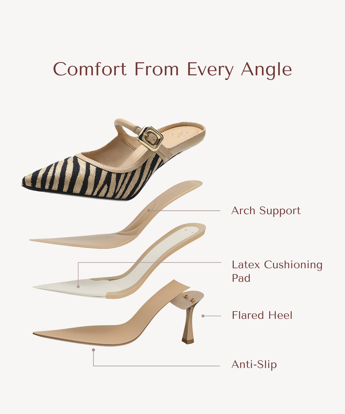 GraceLithe Pointed Toe Heeled Mule