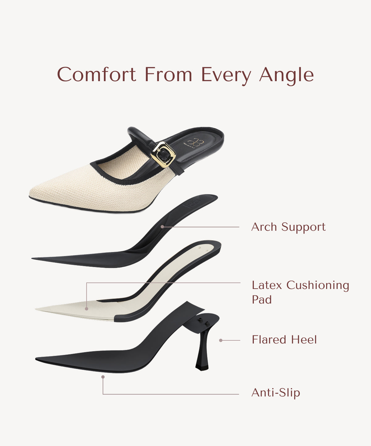 GraceLithe Pointed Toe Heeled Mule