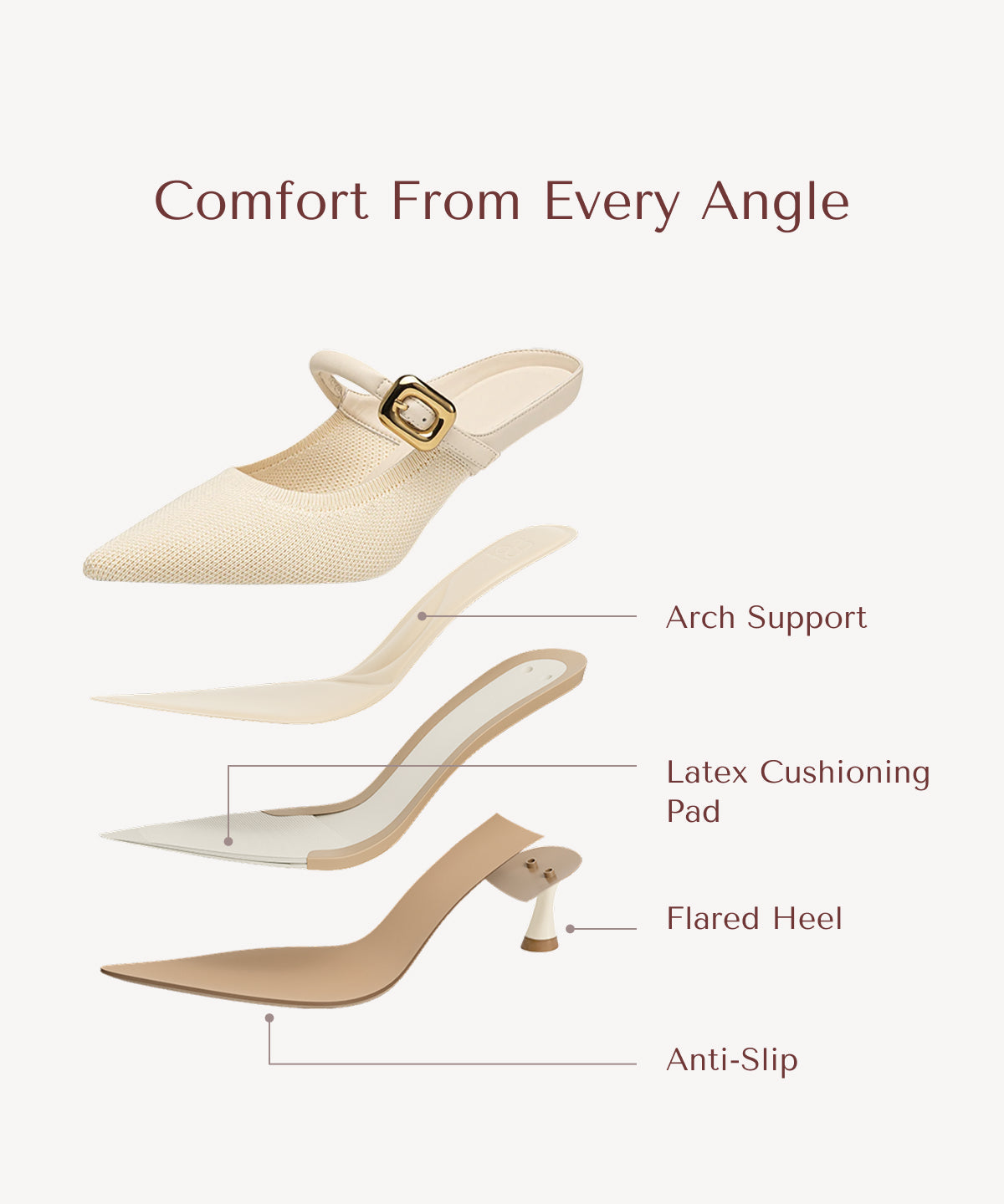 Gracelithe Pointed Toe Low Heeled Mule