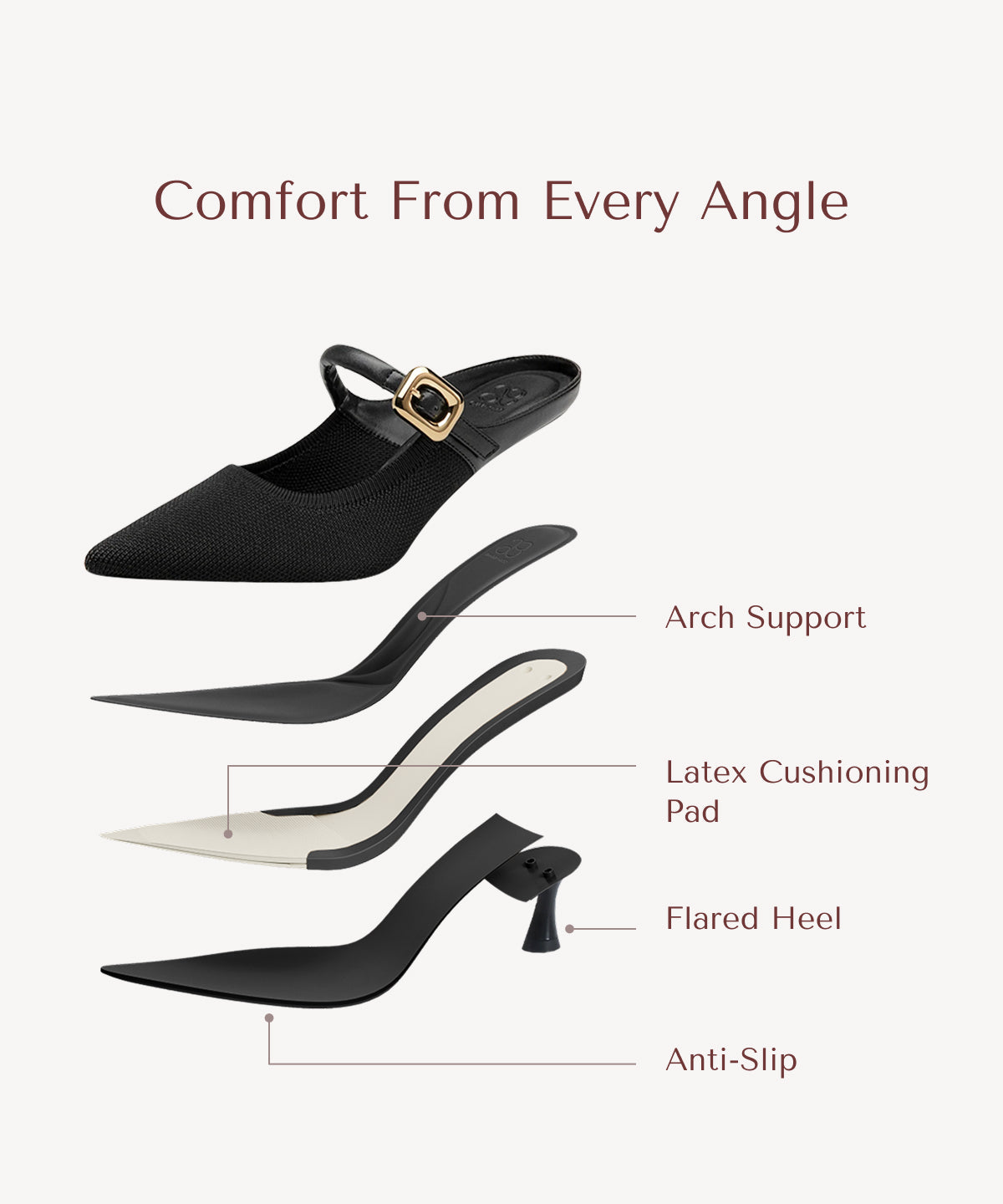 Gracelithe Pointed Toe Low Heeled Mule