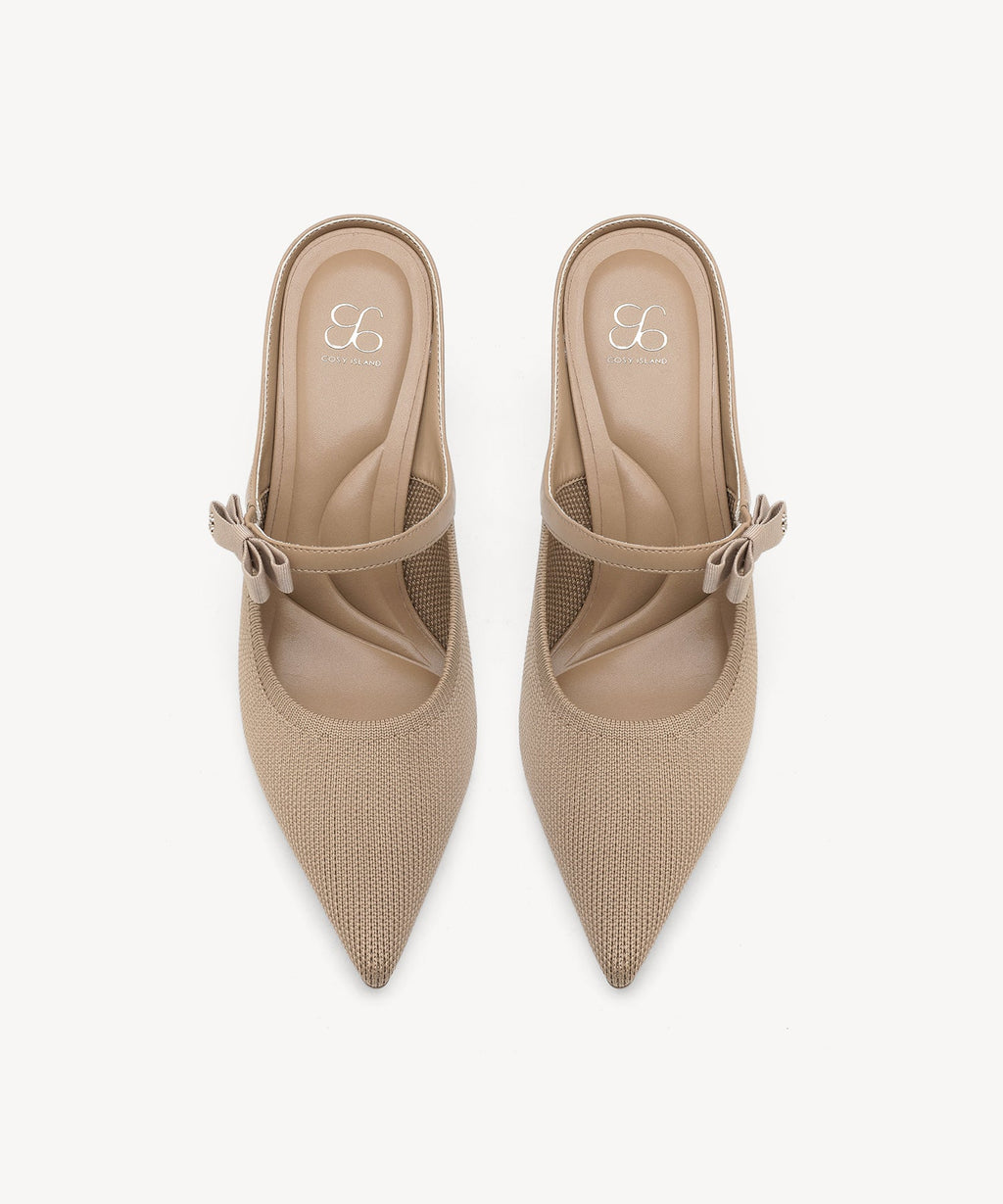 GraceLithe Bow Pointed Toe Heeled Mule
