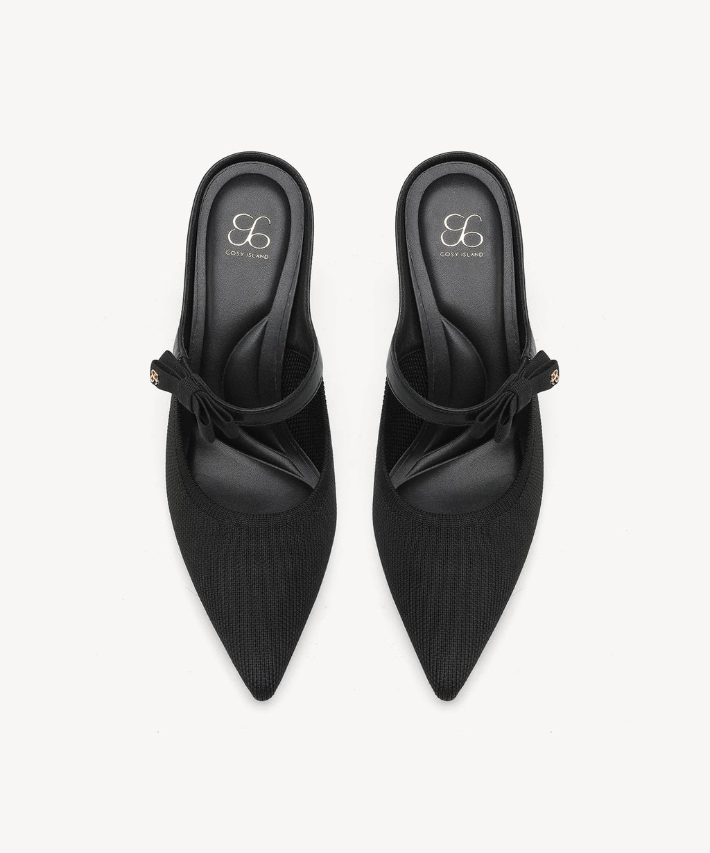 GraceLithe Bow Pointed Toe Heeled Mule