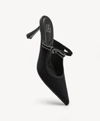 GraceLithe Velvet Bow Pointed Toe Heeled Mule