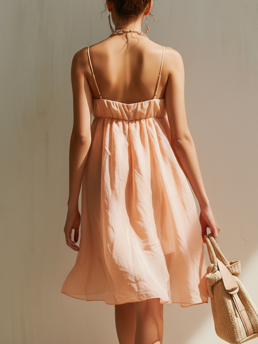 24-Hour-Shipping Blush Pink 3D Floral Cotton Mini Dress