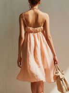 24-Hour-Shipping Blush Pink 3D Floral Cotton Mini Dress