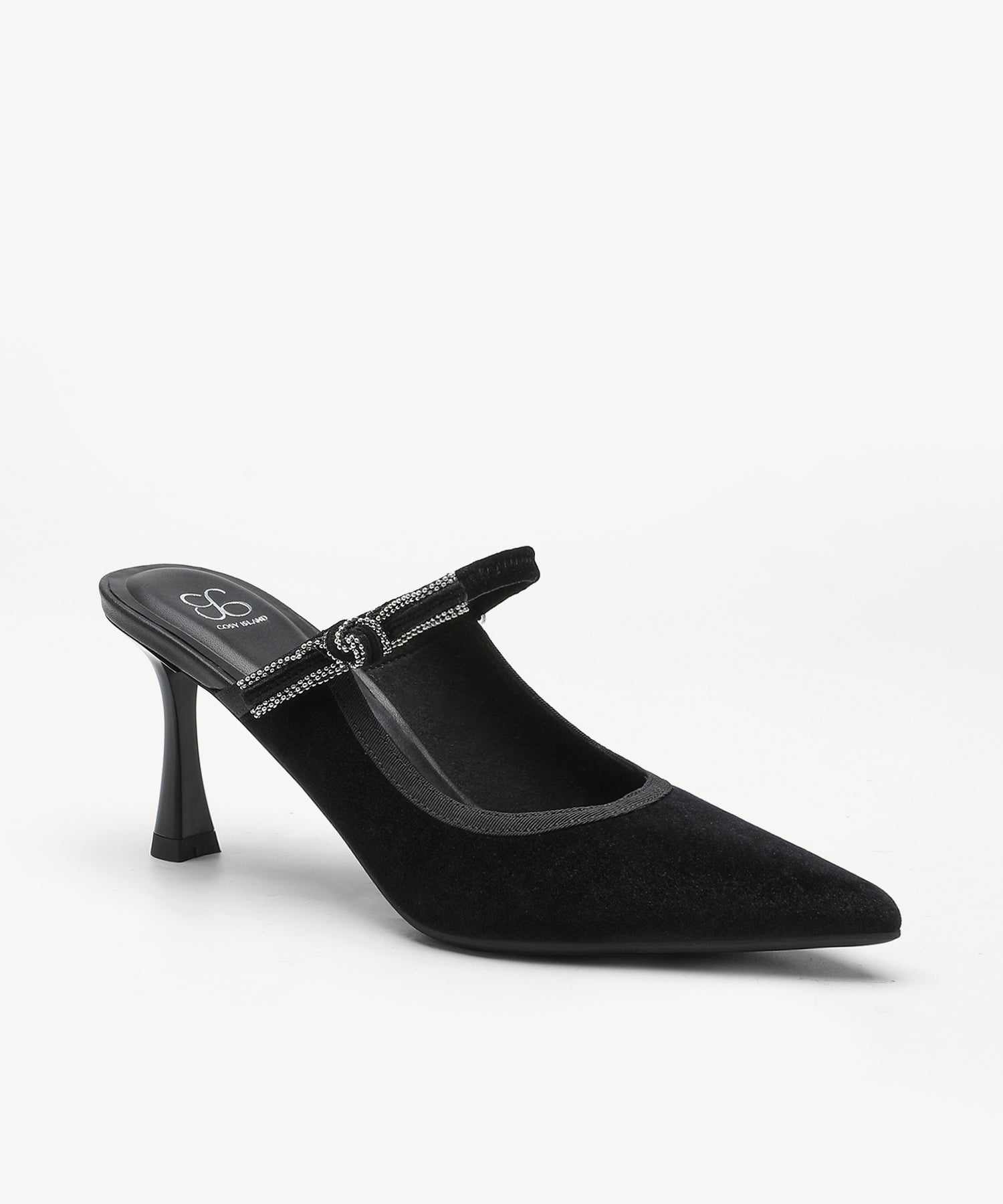 GraceLithe Velvet Bow Pointed Toe Heeled Mule