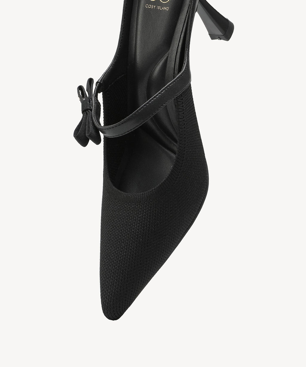 GraceLithe Bow Pointed Toe Heeled Mule