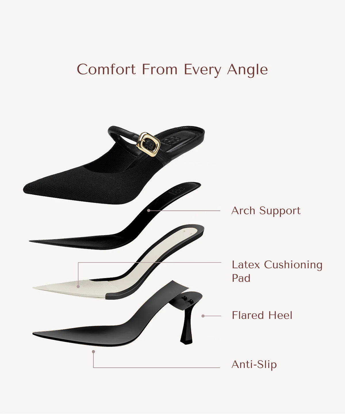 GraceLithe Pointed Toe Heeled Mule