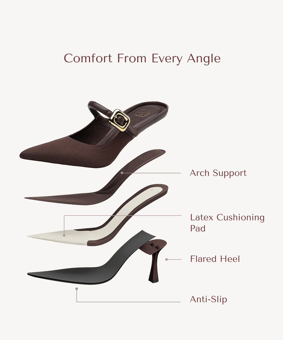 GraceLithe Pointed Toe Heeled Mule