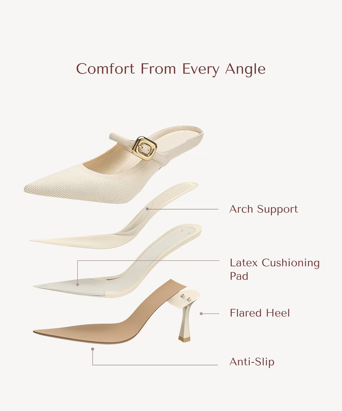 GraceLithe Pointed Toe Heeled Mule
