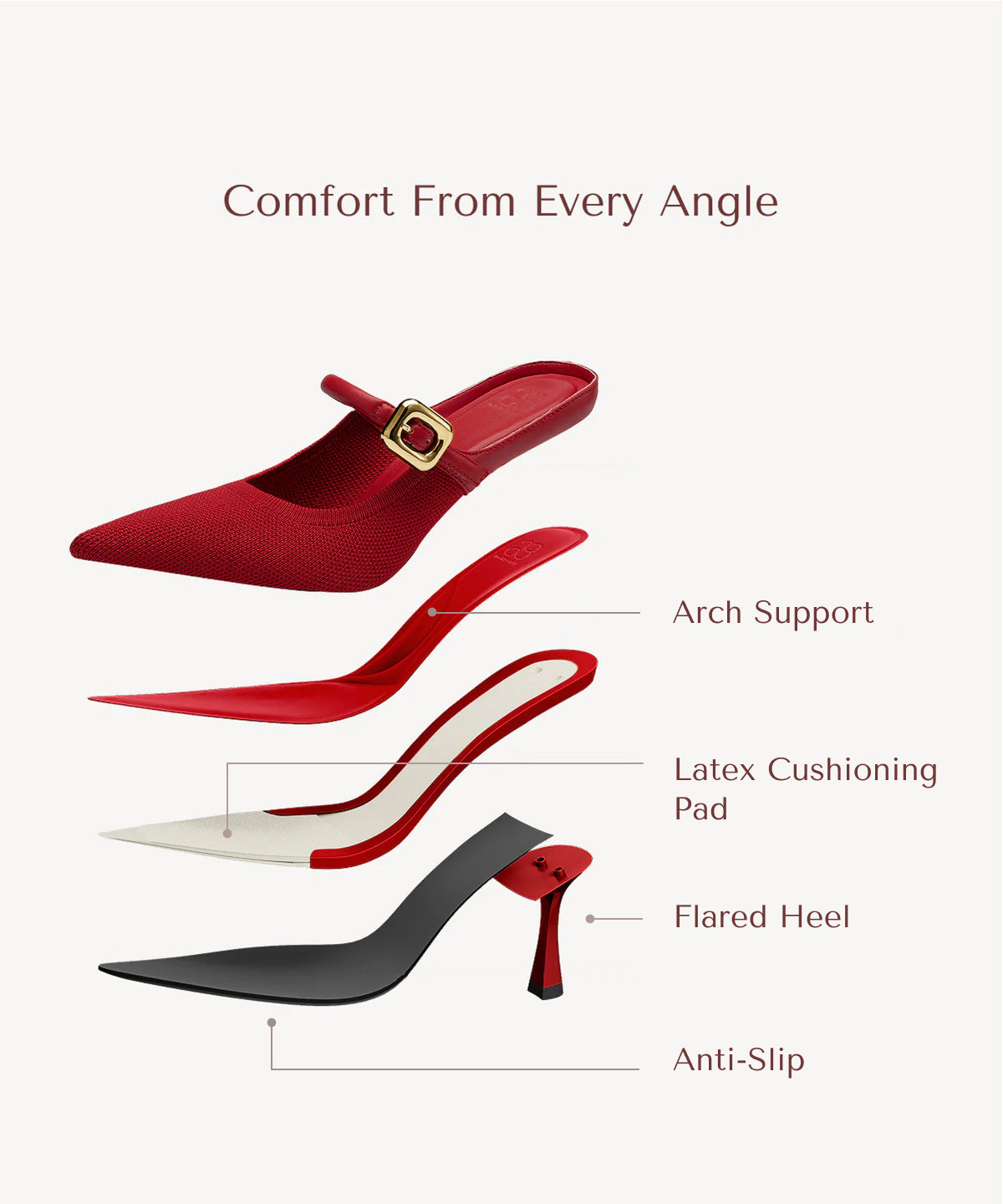 GraceLithe Pointed Toe Heeled Mule