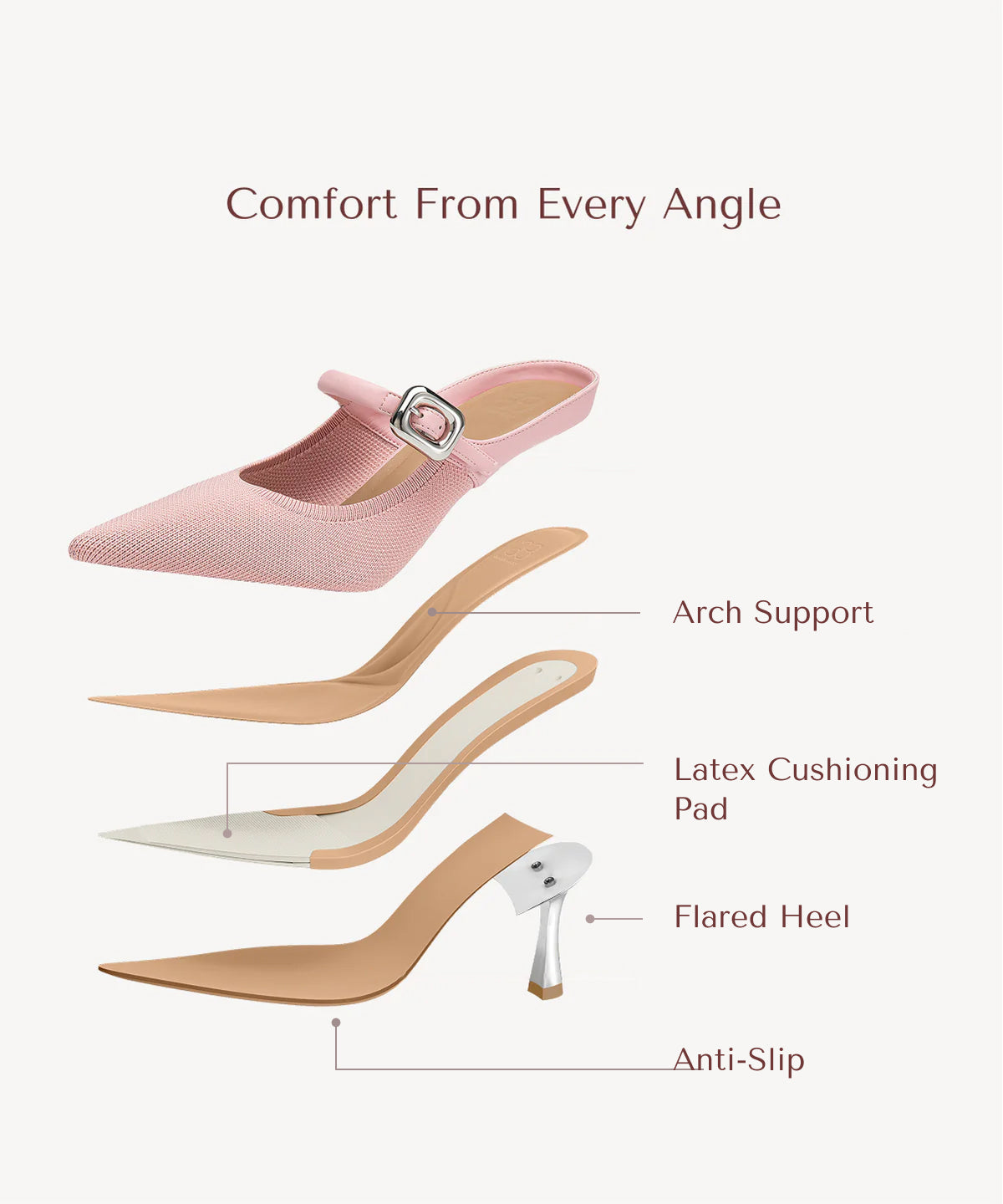 GraceLithe Pointed Toe Heeled Mule