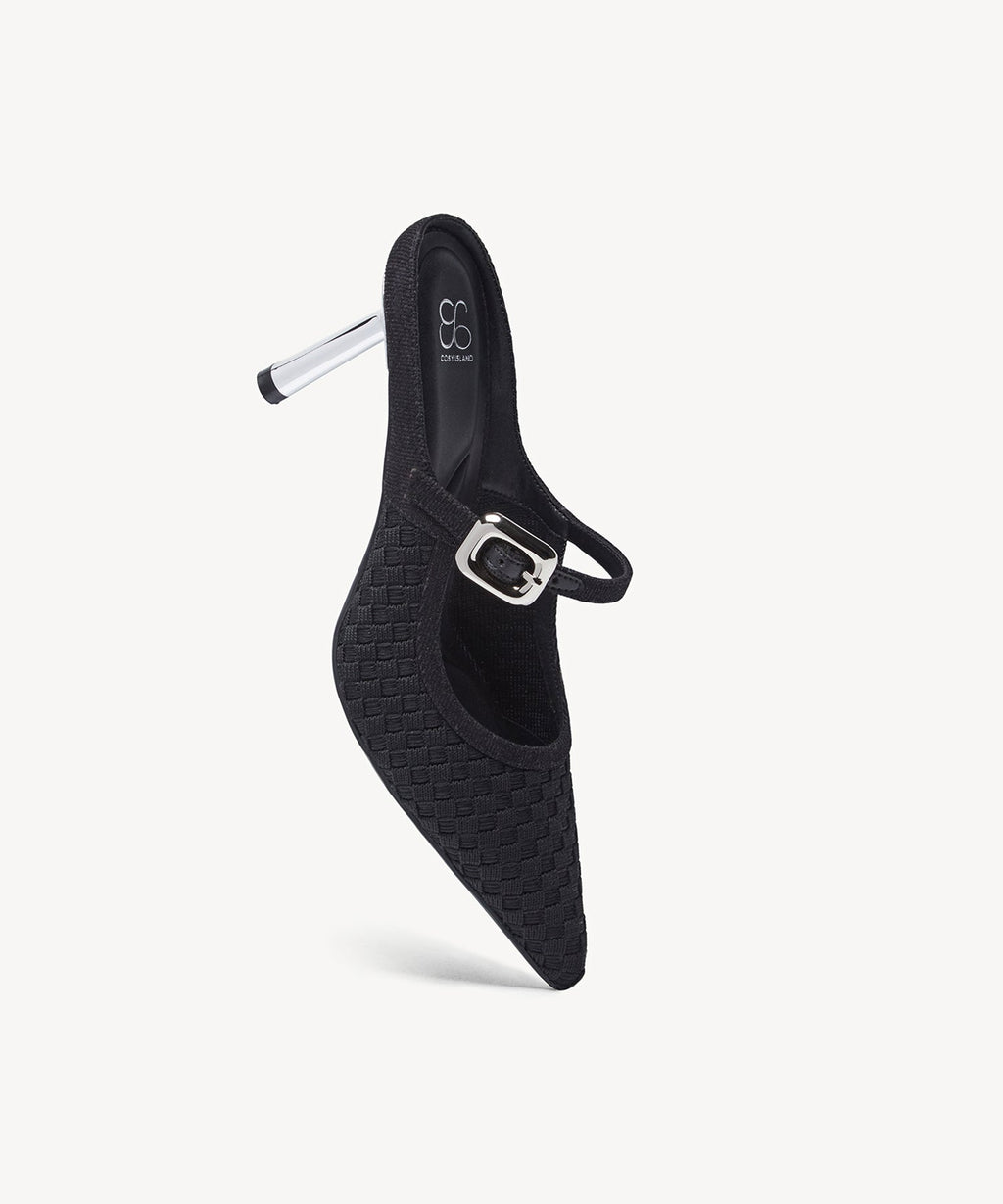 GraceLithe Denim Pointed Toe Heeled Mule