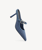 GraceLithe Denim Pointed Toe Heeled Mule