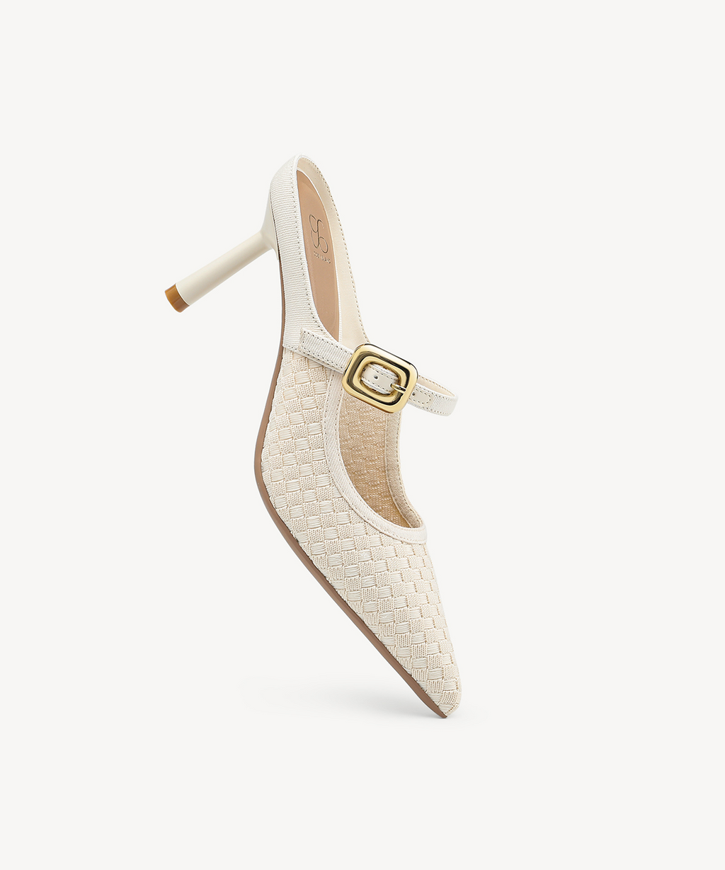 GraceLithe Denim Pointed Toe Heeled Mule