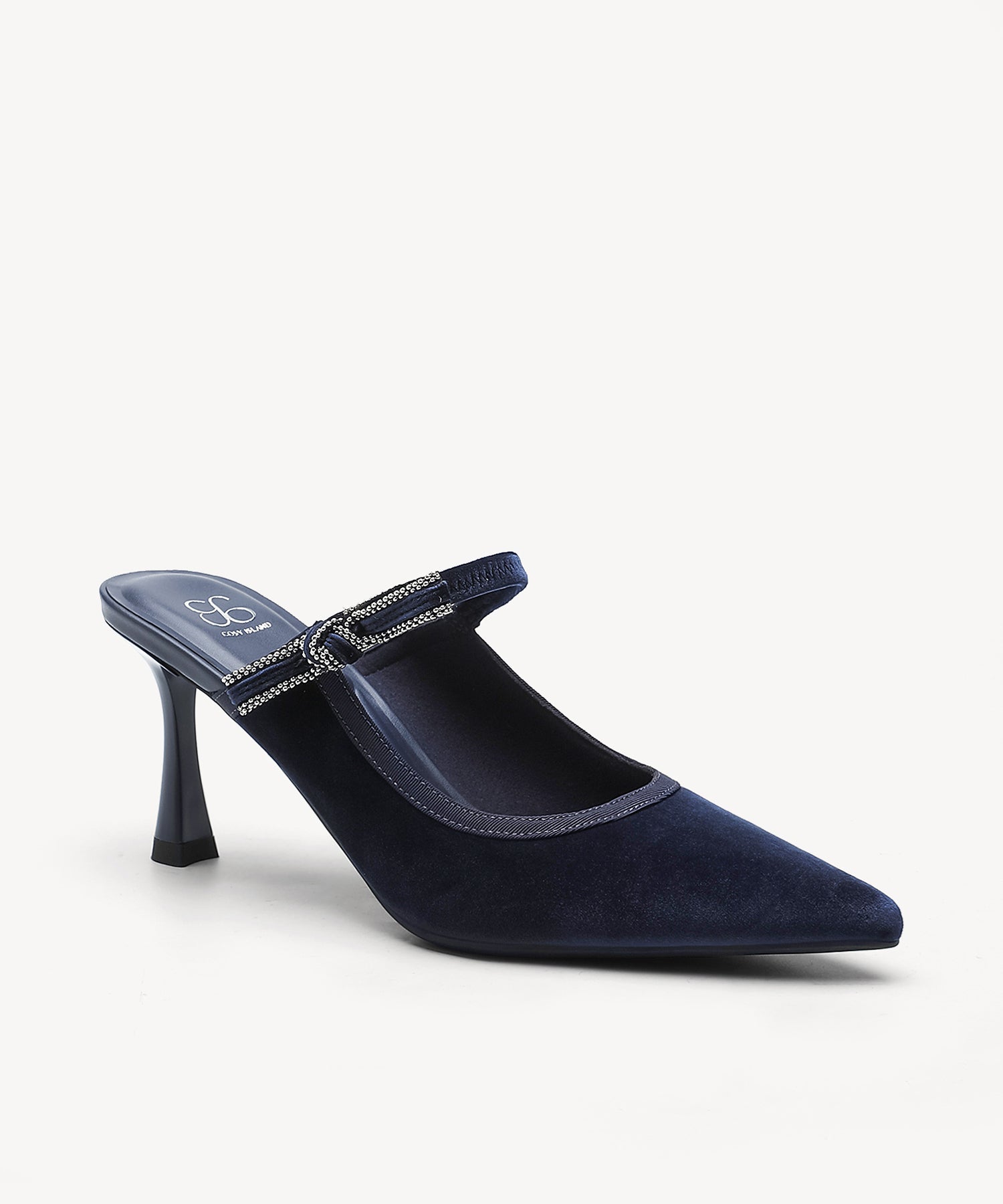 GraceLithe Velvet Bow Pointed Toe Heeled Mule