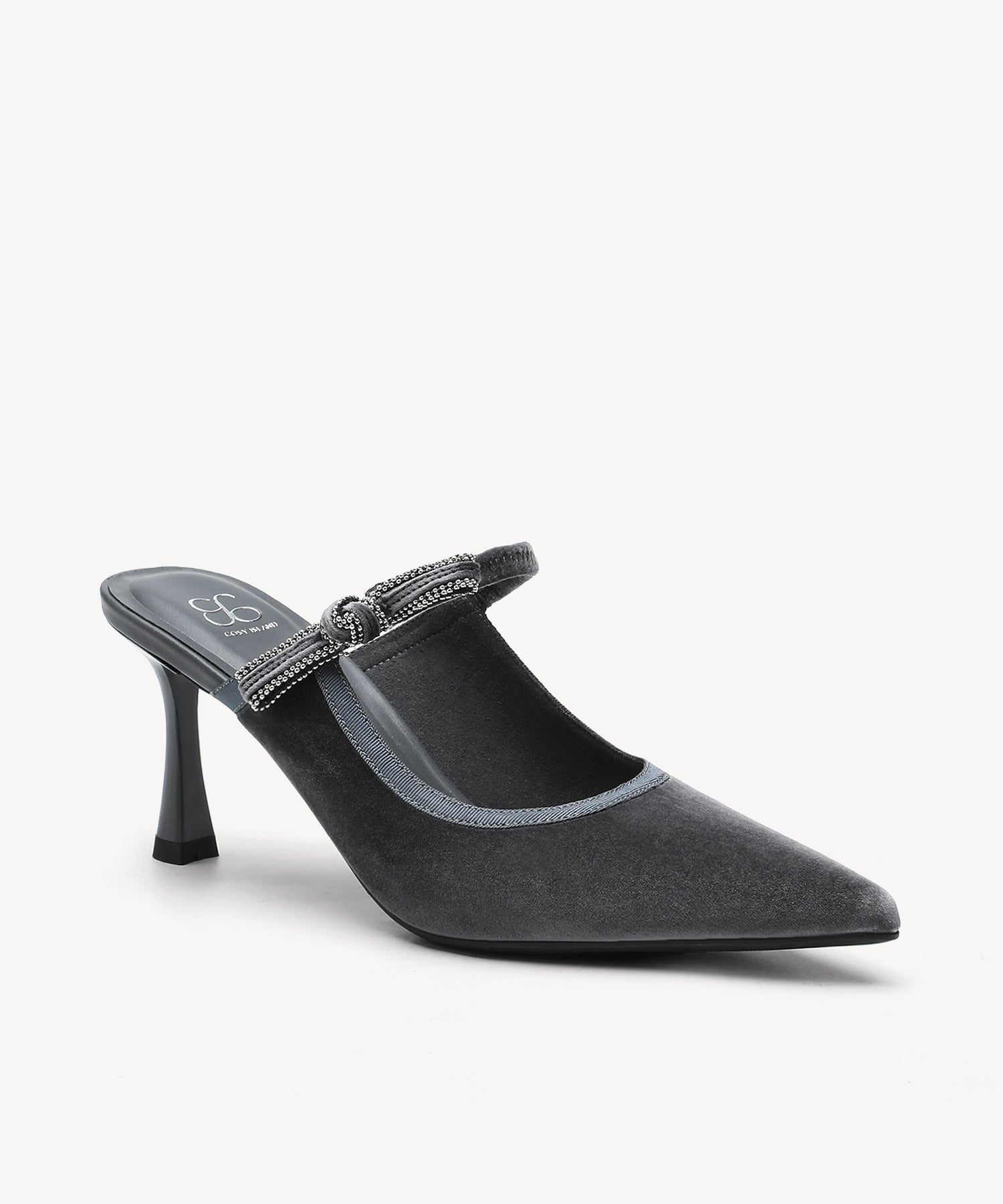 GraceLithe Velvet Bow Pointed Toe Heeled Mule