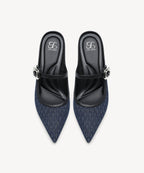 GraceLithe Denim Pointed Toe Heeled Mule