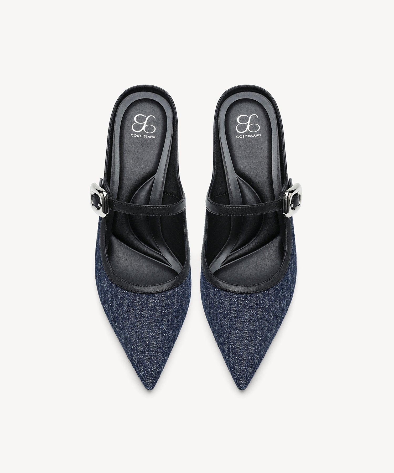 GraceLithe Denim Pointed Toe Heeled Mule