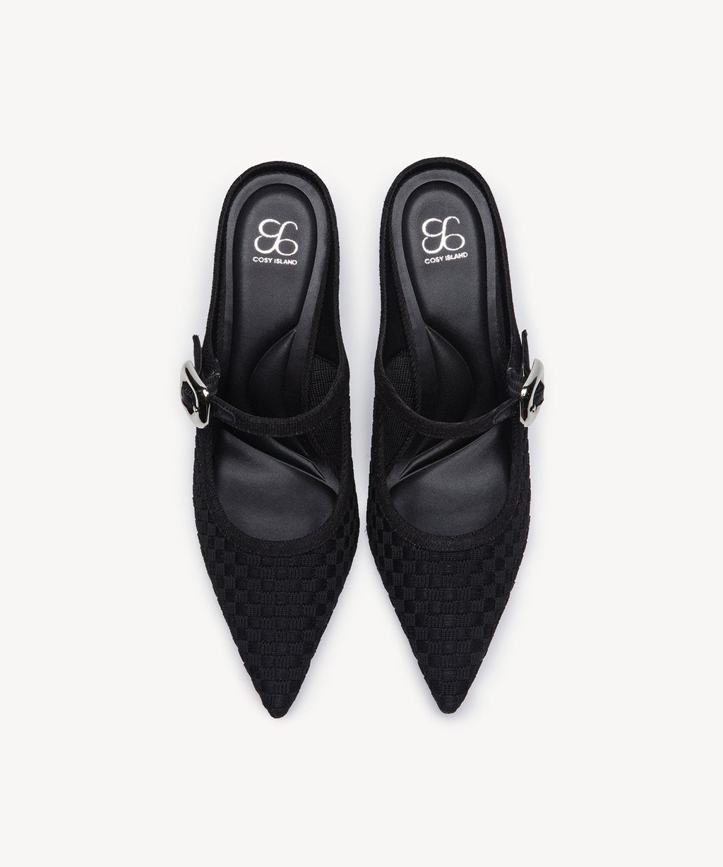 GraceLithe Denim Pointed Toe Heeled Mule