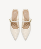 GraceLithe Denim Pointed Toe Heeled Mule