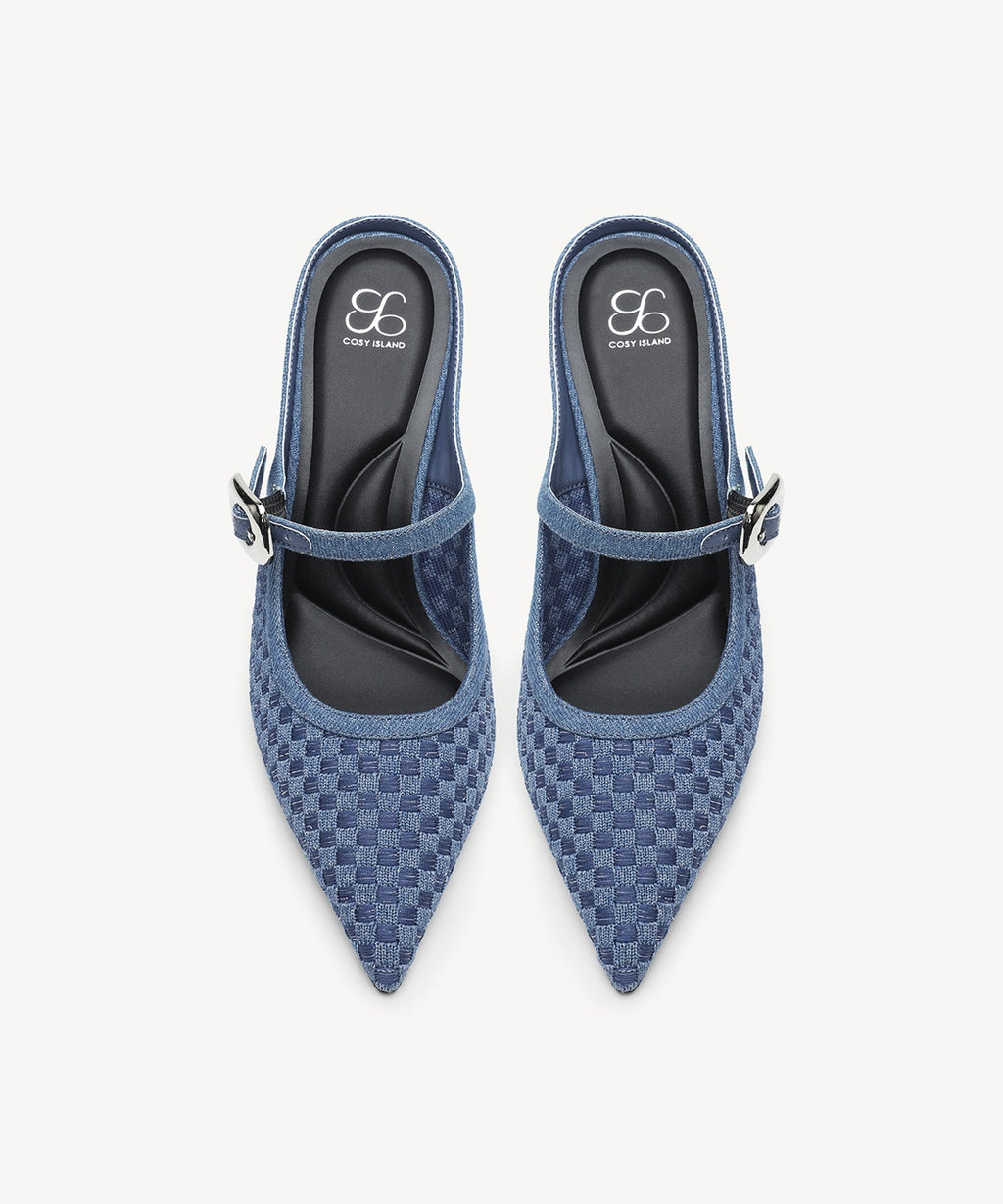 GraceLithe Denim Pointed Toe Heeled Mule
