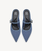 GraceLithe Denim Pointed Toe Heeled Mule