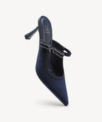 GraceLithe Velvet Bow Pointed Toe Heeled Mule