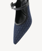 GraceLithe Denim Pointed Toe Heeled Mule