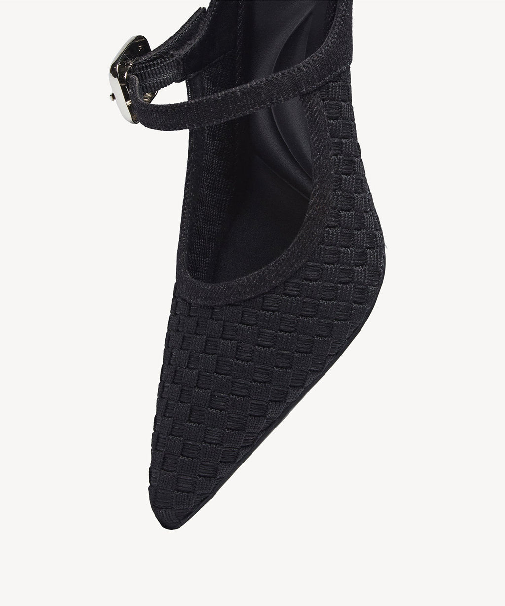 GraceLithe Denim Pointed Toe Heeled Mule