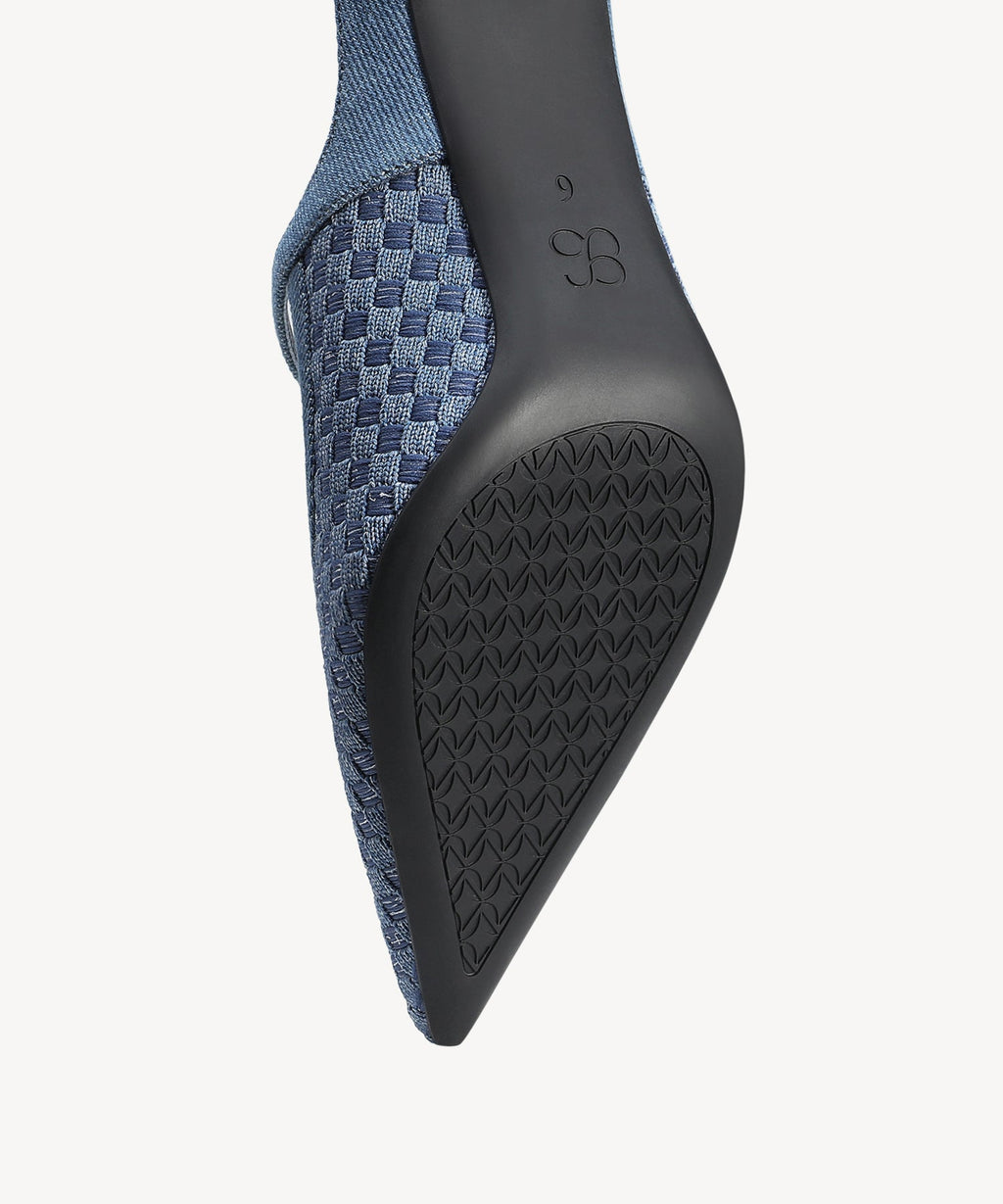 GraceLithe Denim Pointed Toe Heeled Mule