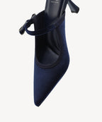 GraceLithe Velvet Bow Pointed Toe Heeled Mule
