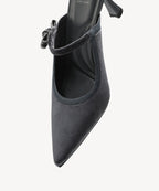 GraceLithe Velvet Bow Pointed Toe Heeled Mule