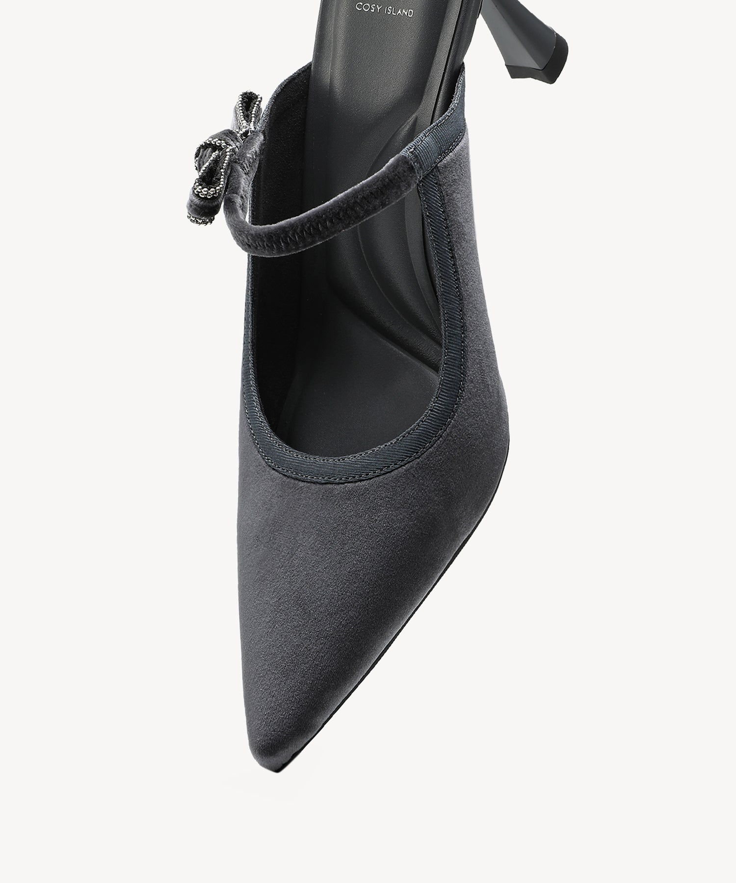 GraceLithe Velvet Bow Pointed Toe Heeled Mule
